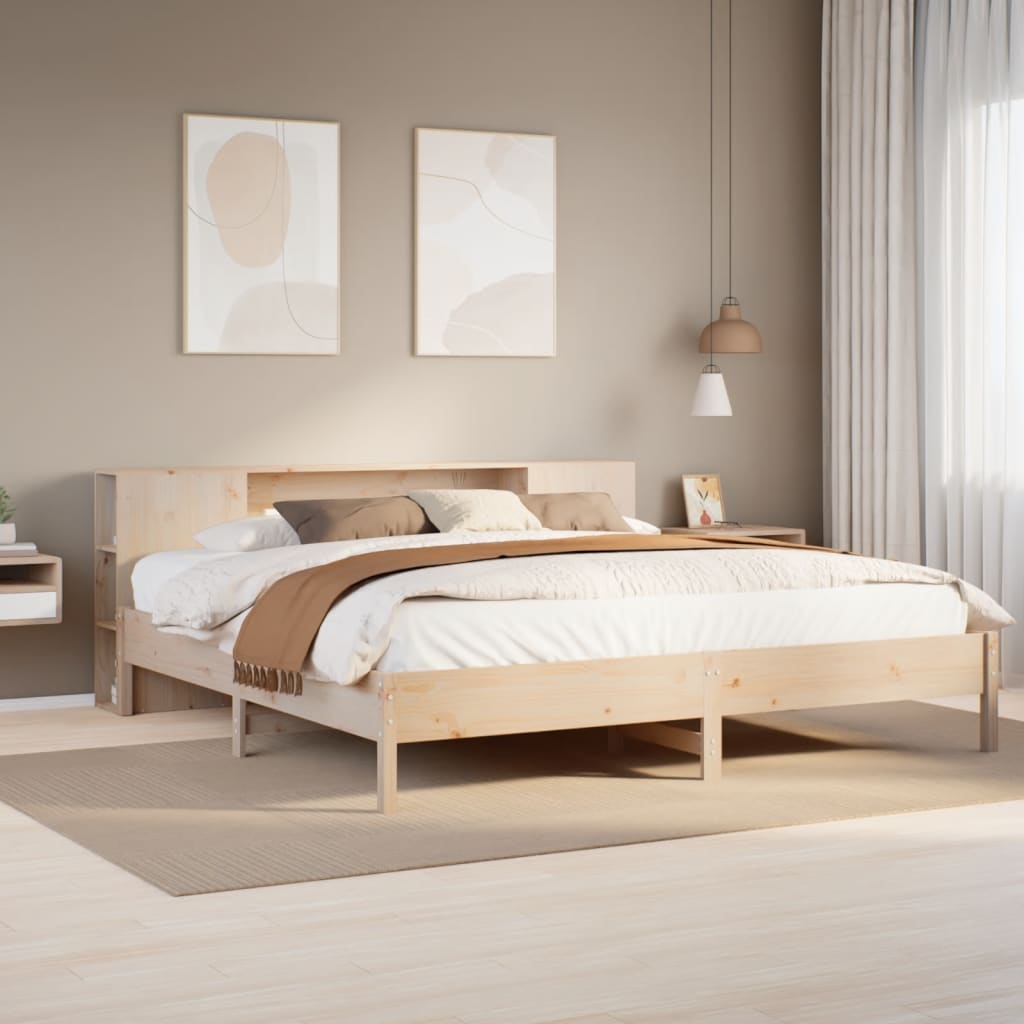 Bookcase Bed Without Mattress 150X200 Cm King Solid Wood Pine
