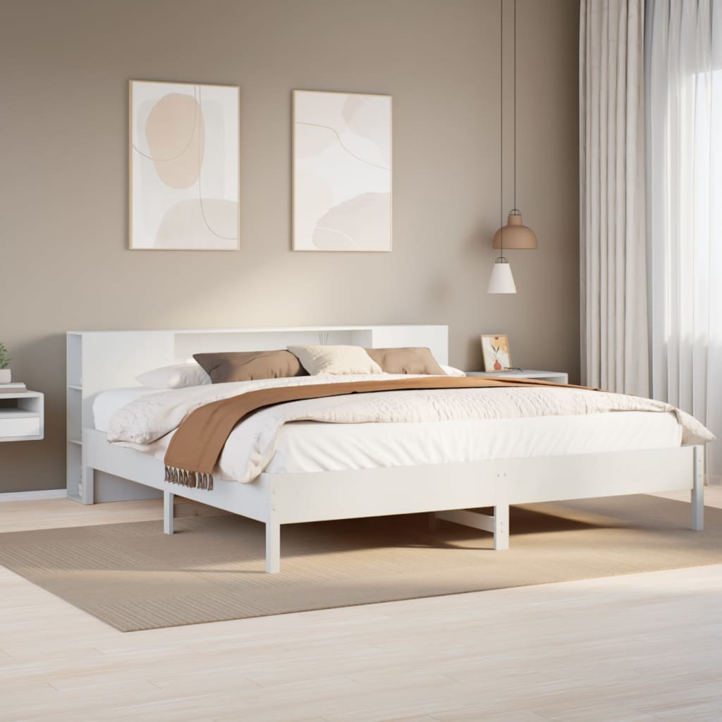 Bookcase Bed Without Mattress 150X200 Cm King Solid Wood Pine