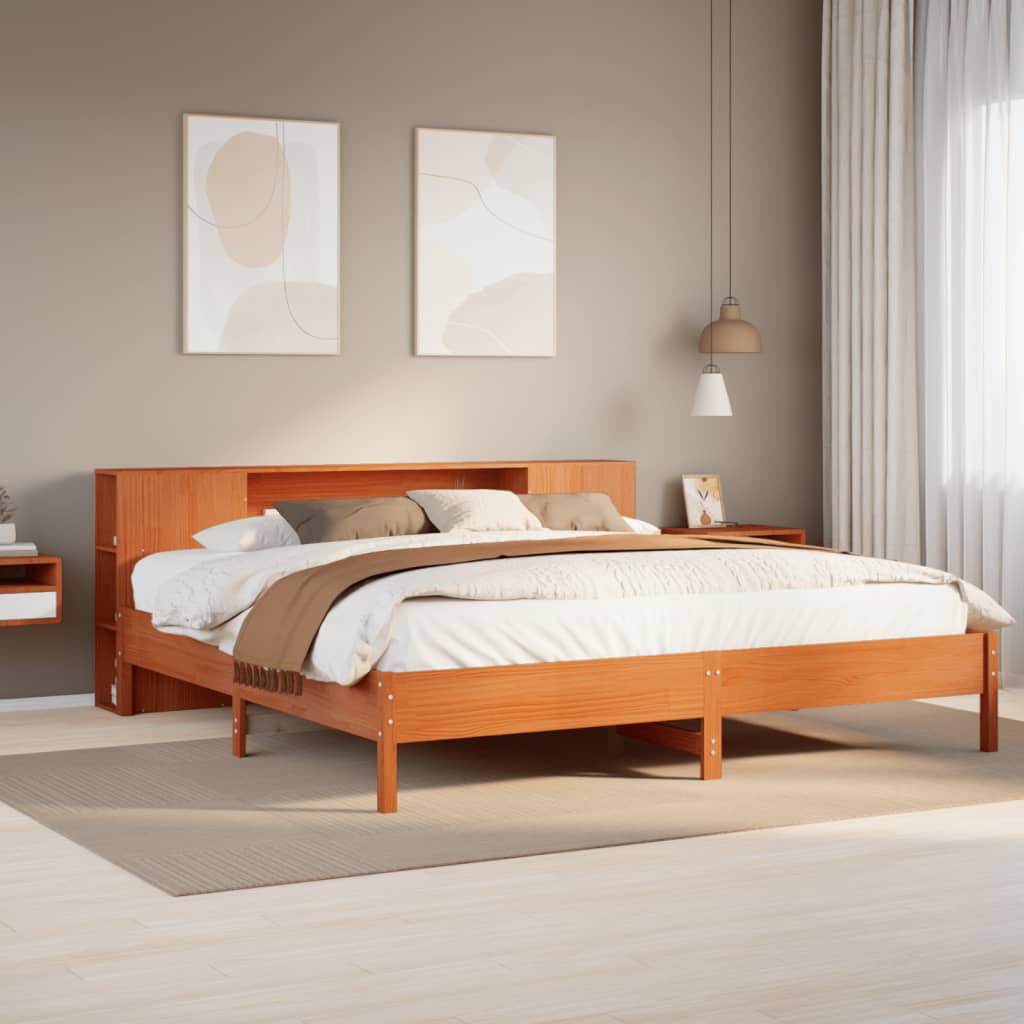 Bookcase Bed Without Mattress 150X200 Cm King Solid Wood Pine