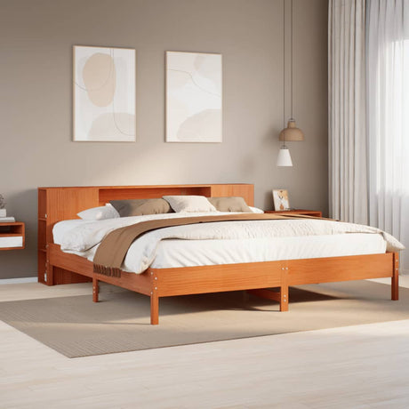Bookcase Bed Without Mattress 150X200 Cm King Solid Wood Pine