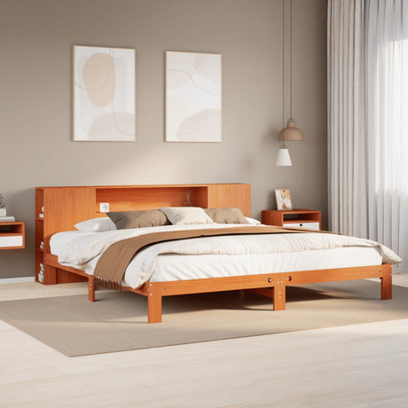 Bookcase Bed Without Mattress 150X200 Cm King Solid Wood Pine