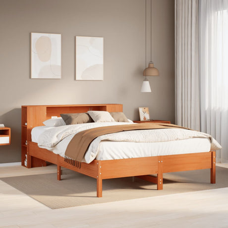 Bookcase Bed Without Mattress 150X200 Cm King Solid Wood Pine