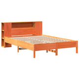 Bookcase Bed without Mattress Wax Brown 140x190 cm Solid Wood Pine