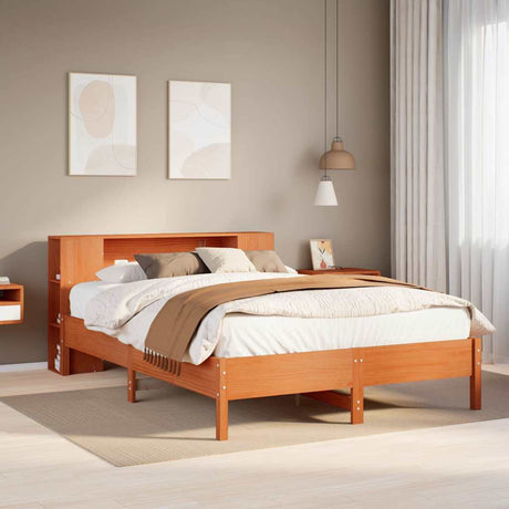 Bookcase Bed Without Mattress 150X200 Cm King Solid Wood Pine