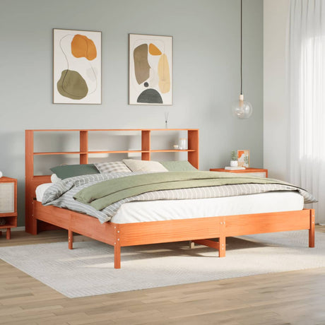 Bookcase Bed Without Mattress 160X200Cm Solid Wood Pine