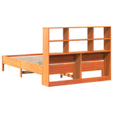 Bookcase Bed without Mattress Wax Brown 150x200 cm King Size Solid Wood Pine