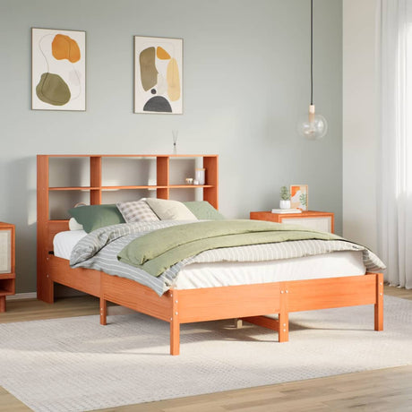 Bookcase Bed Without Mattress 160X200Cm Solid Wood Pine
