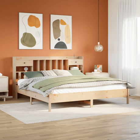 Bookcase Bed Without Mattress Solid Wood Pine