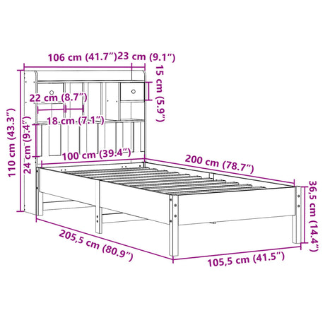 Bookcase Bed Without Mattress Solid Wood Pine