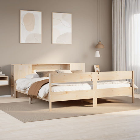 Bookcase Bed Without Mattress King Size Solid Wood Pine