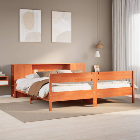 Bookcase Bed Without Mattress King Size Solid Wood Pine