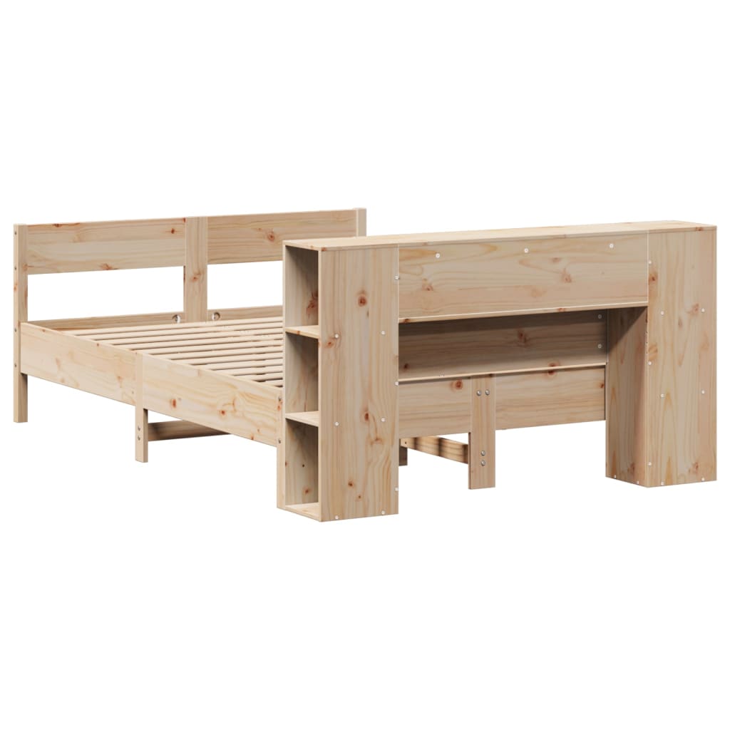 Bookcase Bed Without Mattress King Size Solid Wood Pine