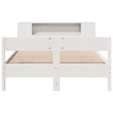 Bookcase Bed without Mattress White 150x200 cm King Size Solid Wood Pine
