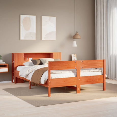 Bookcase Bed Without Mattress King Size Solid Wood Pine