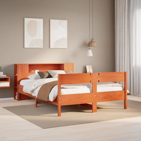 Bookcase Bed Without Mattress King Size Solid Wood Pine