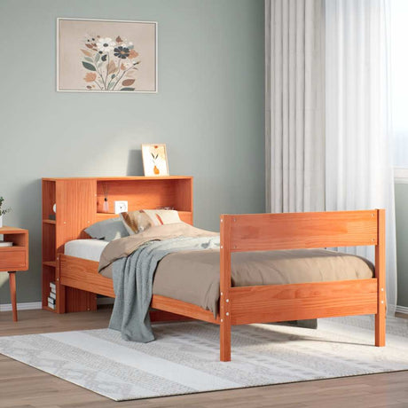 Bookcase Bed Without Mattress 100X200Cm Solid Wood Pine