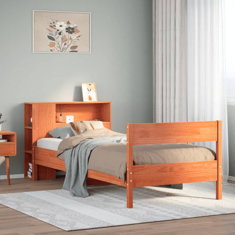 Bookcase Bed Without Mattress 100X200Cm Solid Wood Pine