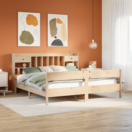 Bookcase Bed Without Mattress Solid Wood Pine