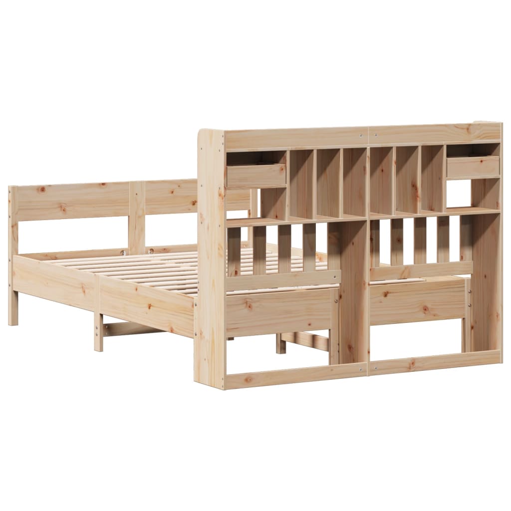 Bookcase Bed without Mattress 160x200cm Solid Wood Pine