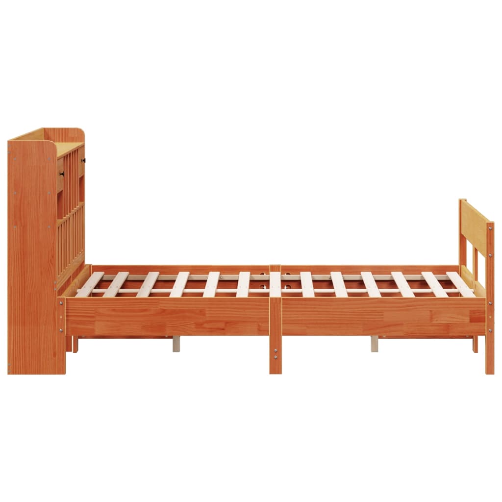 Bookcase Bed without Mattress Wax Brown 140x200cm Solid Wood Pine