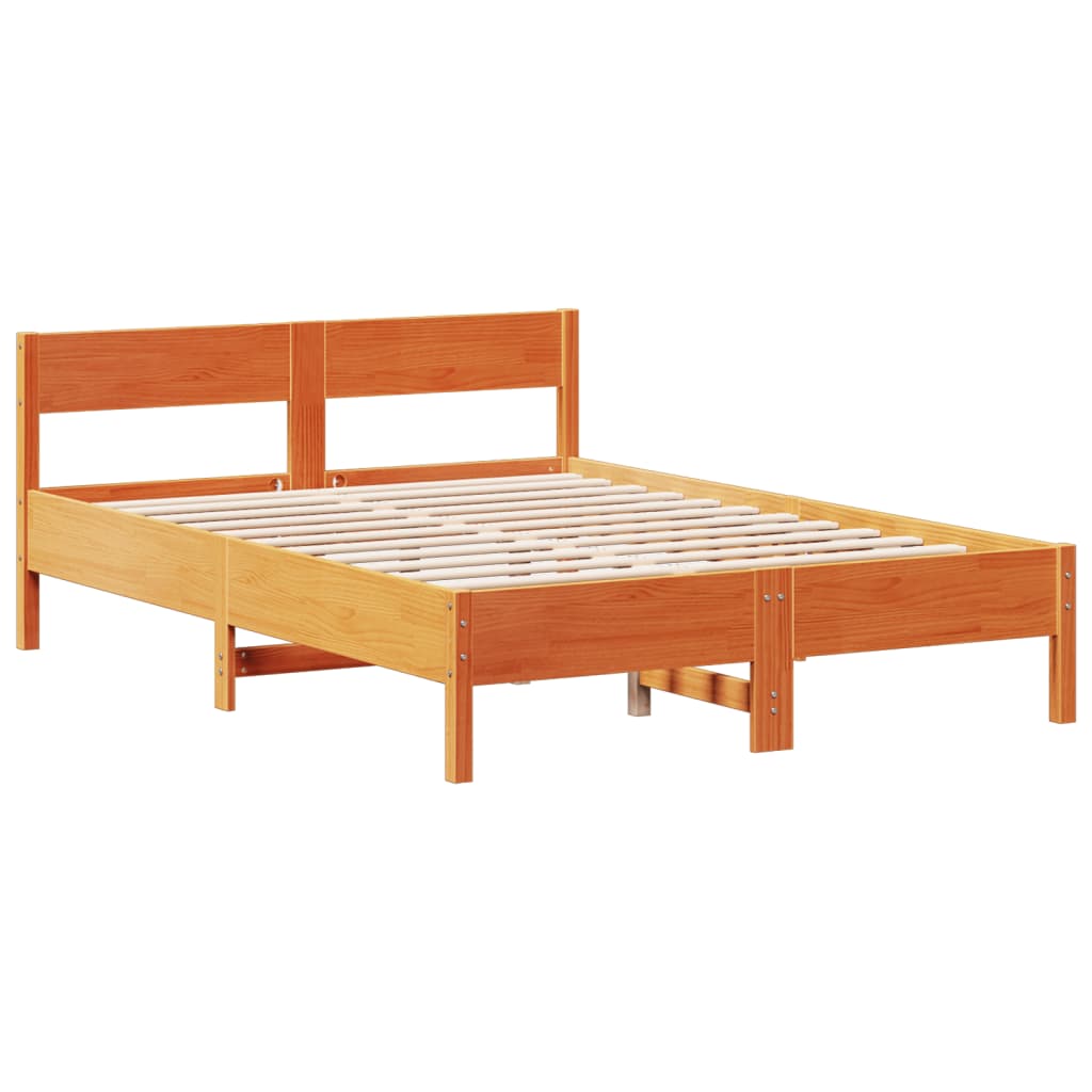 Bookcase Bed without Mattress Wax Brown 140x200cm Solid Wood Pine