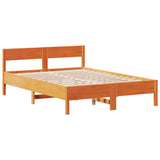 Bookcase Bed without Mattress Wax Brown 140x200cm Solid Wood Pine