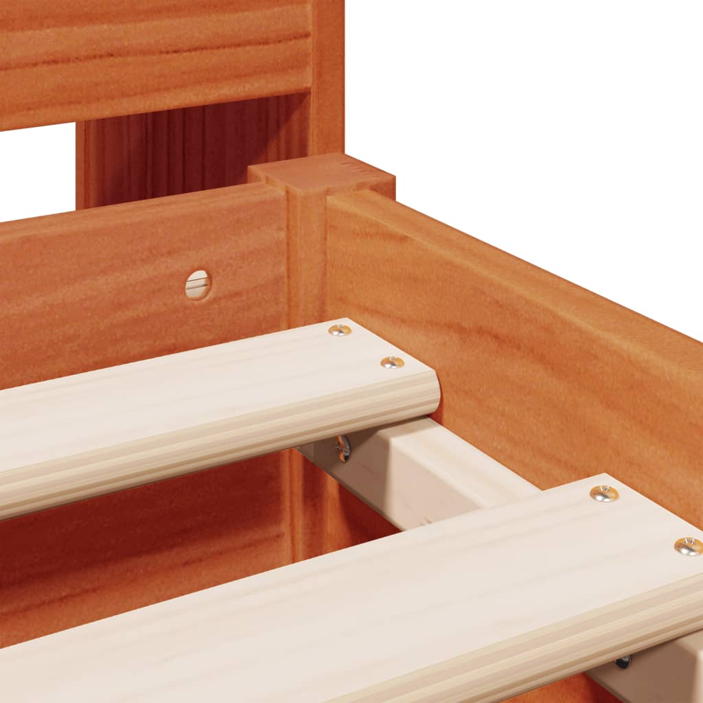 Bookcase Bed without Mattress Wax Brown 140x200cm Solid Wood Pine