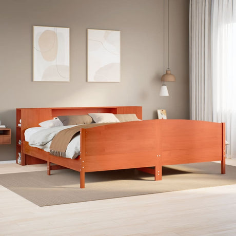 Bookcase Bed Without Mattress 150X200Cm Solid Wood Pine