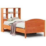 Bookcase Bed without Mattress Wax Brown 100x200cm Solid Wood Pine