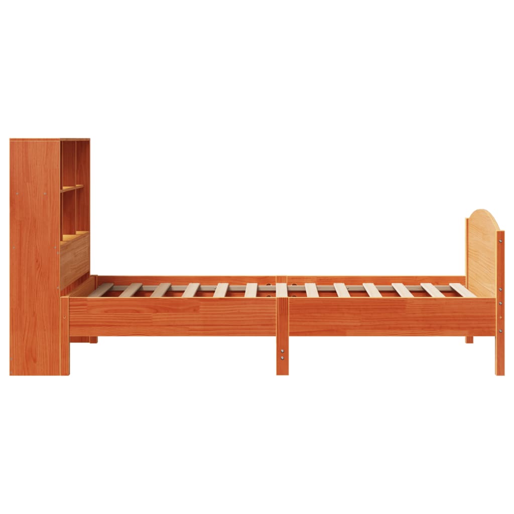Bookcase Bed without Mattress Wax Brown 100x200cm Solid Wood Pine