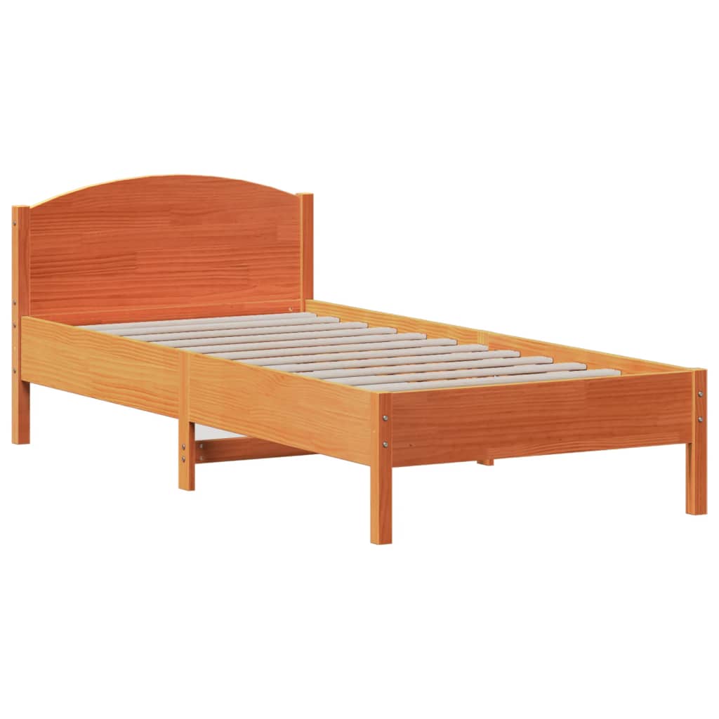 Bookcase Bed without Mattress Wax Brown 100x200cm Solid Wood Pine