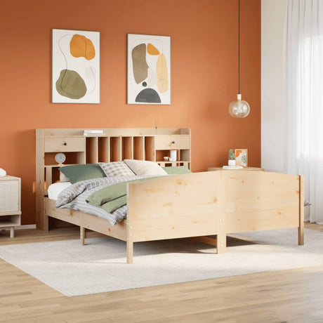 Bookcase Bed Without Mattress 120X200Cm Solid Wood Pine