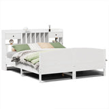 Bookcase Bed without Mattress White 200x200cm Solid Wood Pine
