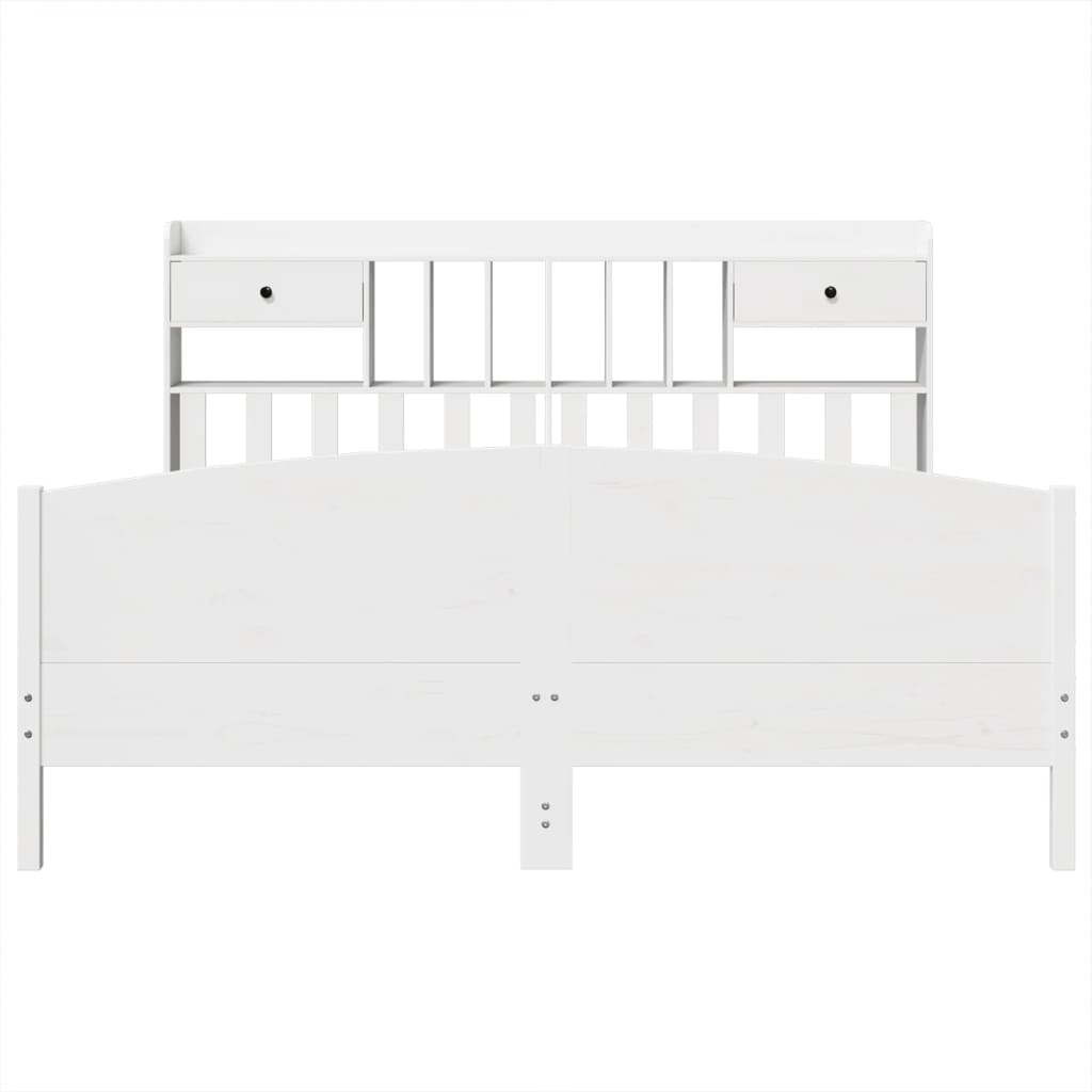 Bookcase Bed without Mattress White 200x200cm Solid Wood Pine