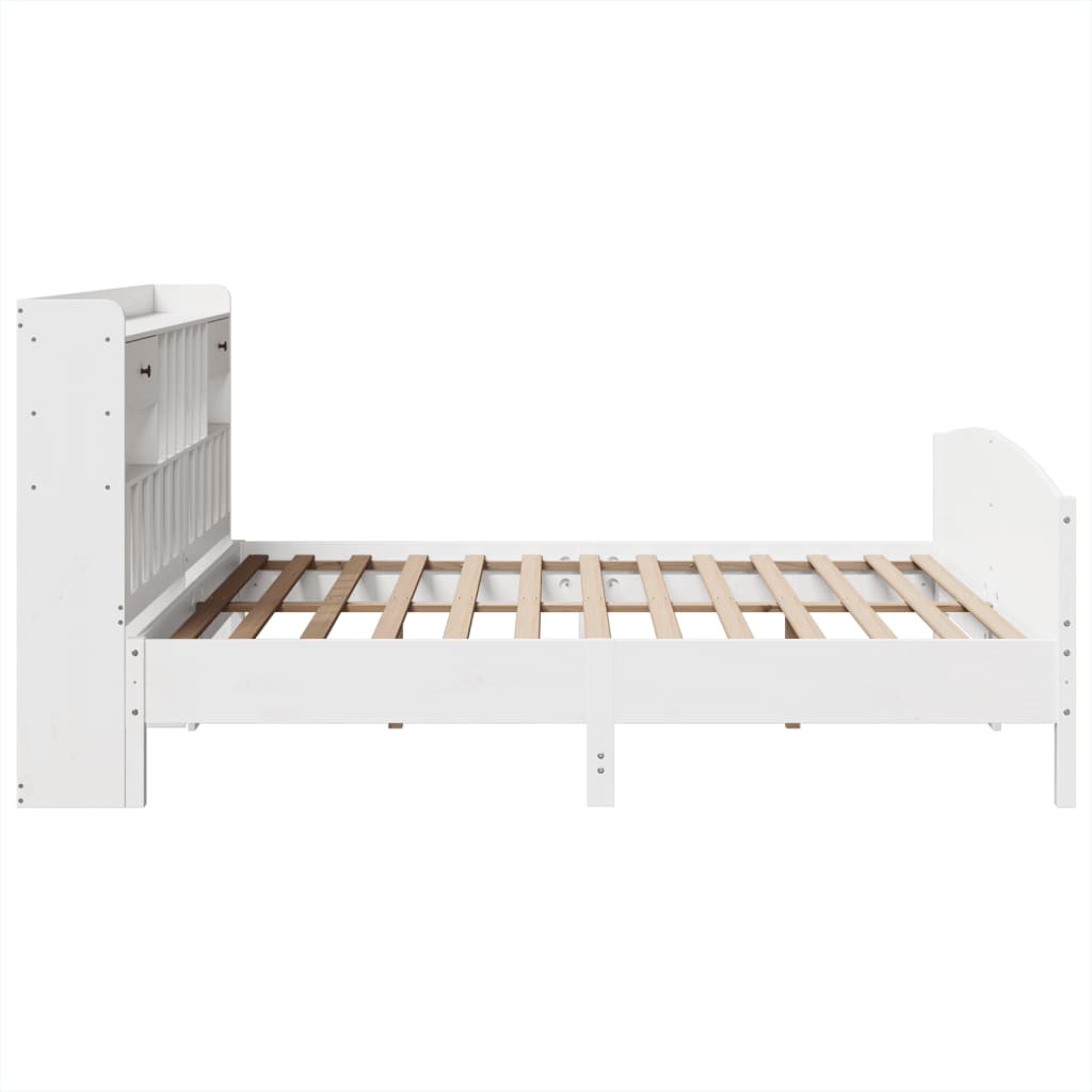 Bookcase Bed without Mattress White 200x200cm Solid Wood Pine