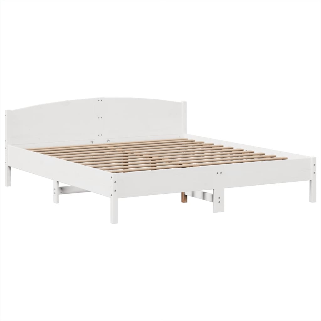 Bookcase Bed without Mattress White 200x200cm Solid Wood Pine