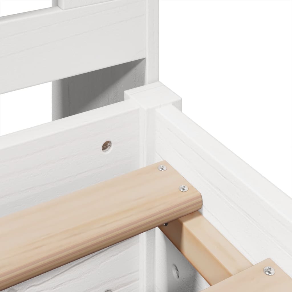 Bookcase Bed without Mattress White 200x200cm Solid Wood Pine