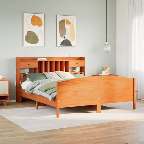 Bookcase Bed Without Mattress 120X200Cm Solid Wood Pine