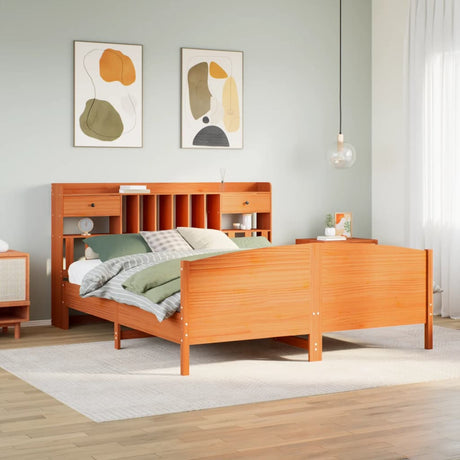 Bookcase Bed Without Mattress 120X200Cm Solid Wood Pine