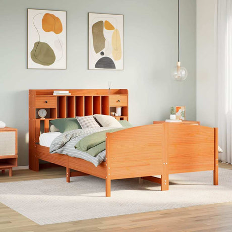 Bookcase Bed Without Mattress 120X200Cm Solid Wood Pine