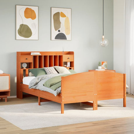 Bookcase Bed Without Mattress 120X200Cm Solid Wood Pine