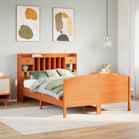 Bookcase Bed Without Mattress 120X200Cm Solid Wood Pine