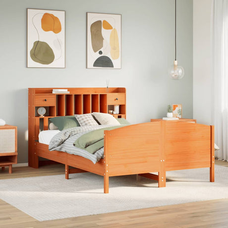 Bookcase Bed Without Mattress 120X200Cm Solid Wood Pine