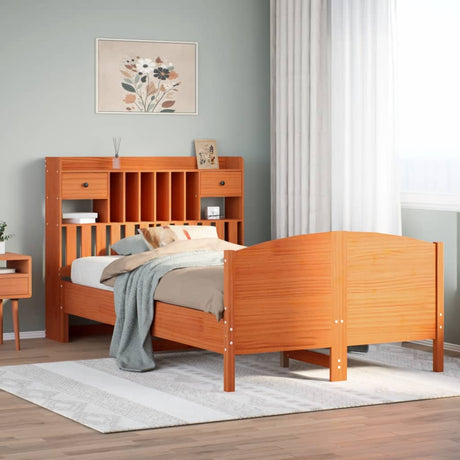 Bookcase Bed Without Mattress 120X200Cm Solid Wood Pine
