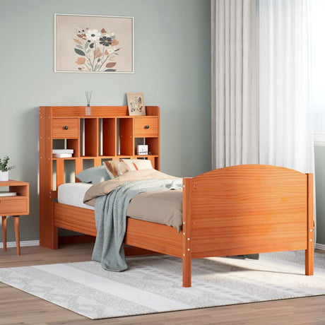 Bookcase Bed Without Mattress 120X200Cm Solid Wood Pine
