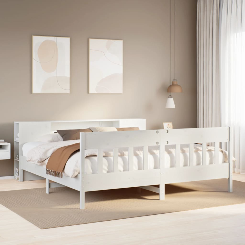 Bookcase Bed Without Mattress King Size Solid Wood Pine