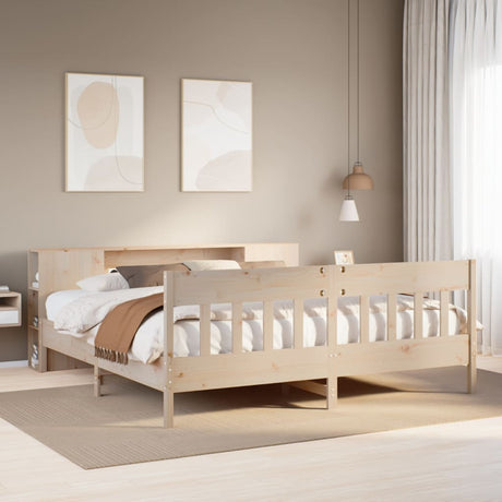 Bookcase Bed Without Mattress King Size Solid Wood Pine