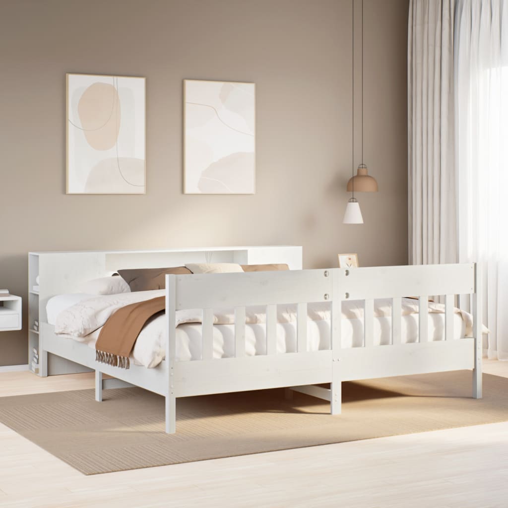 Bookcase Bed Without Mattress King Size Solid Wood Pine