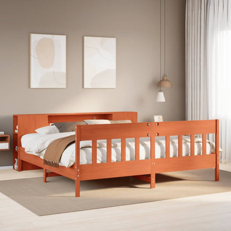 Bookcase Bed Without Mattress King Size Solid Wood Pine