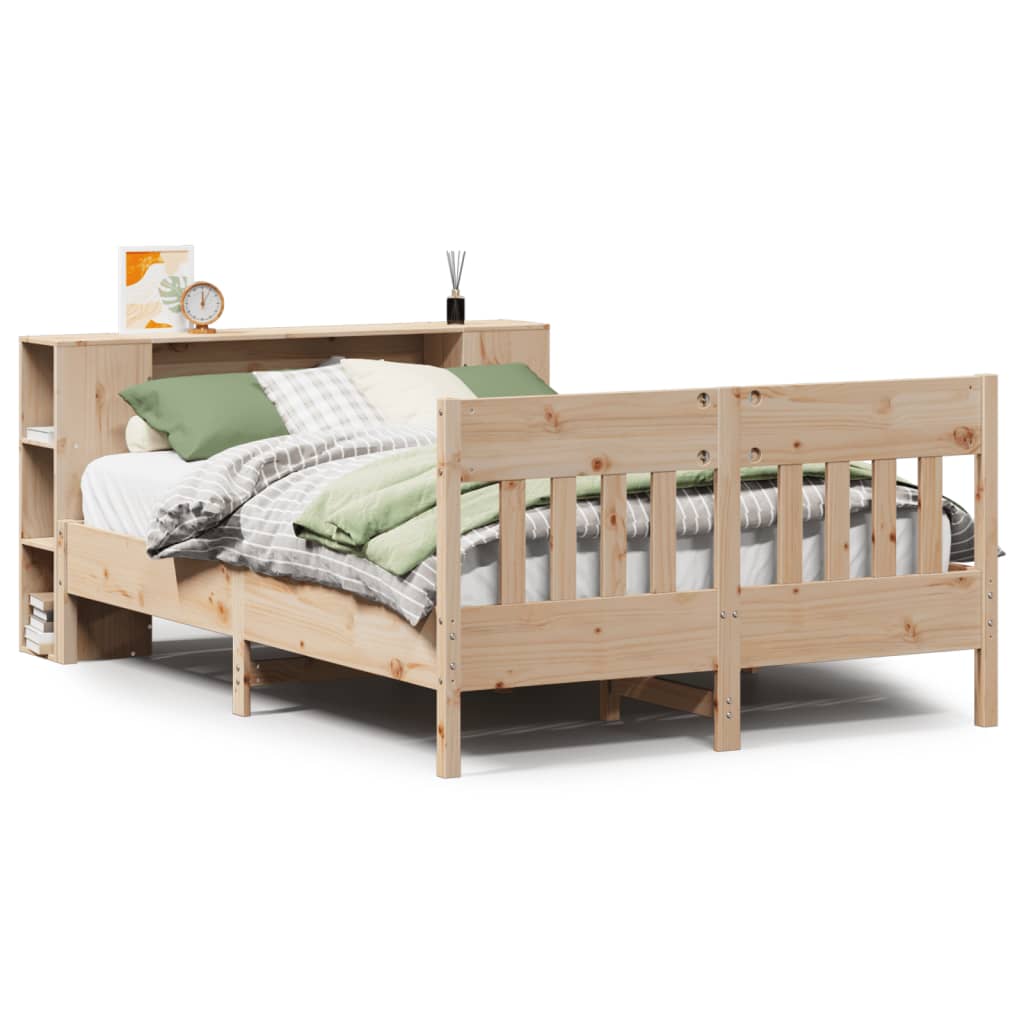 Bookcase Bed without Mattress 150x200 cm King Size Solid Wood Pine